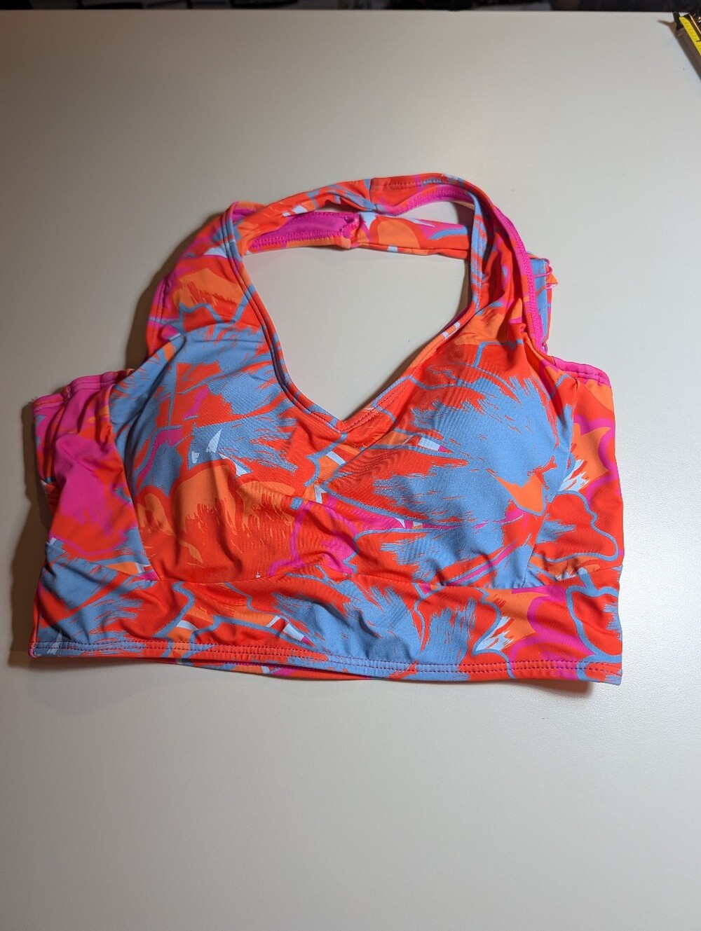Nani Small Vibrant Pink & Orange Floral Swim Top - Women's Halter Bikini